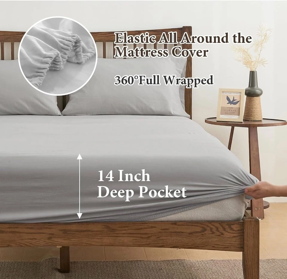 Simple Opulence King Linen Cotton Blend Sheet Set - Light Gray - photo 4