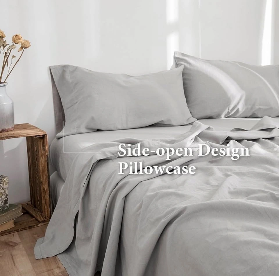 Simple Opulence King Linen Cotton Blend Sheet Set - Light Gray - photo 5