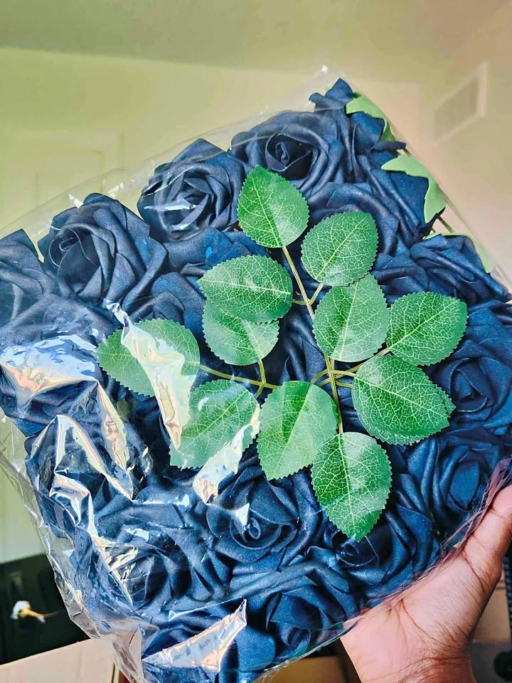 Blue, red and lavender roses for event decor