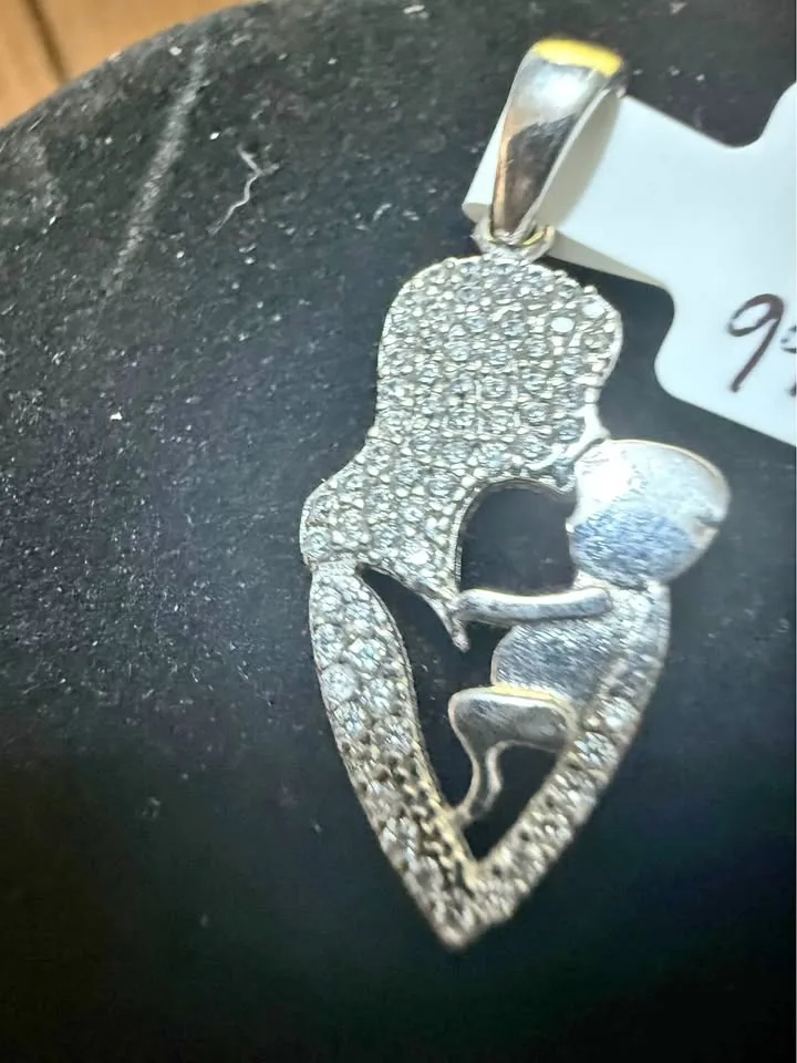 Sterling Silver 925 made in Italy Mom and Baby pendant thumbnail