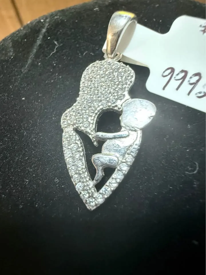Sterling Silver 925 made in Italy Mom and Baby pendant image indicator(2)