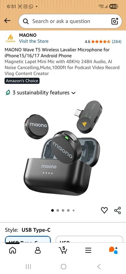 MAONO Wave T5 Wireless Lavalier Microphone - photo 2