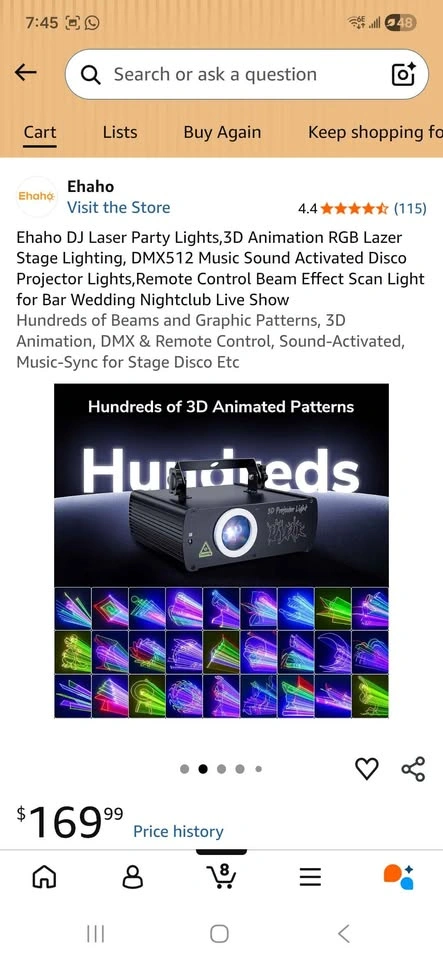 Ehaho DJ Laser Party Lights 3D RGB Stage Lighting - photo 2