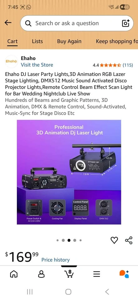 Ehaho DJ Laser Party Lights 3D RGB Stage Lighting - photo 3