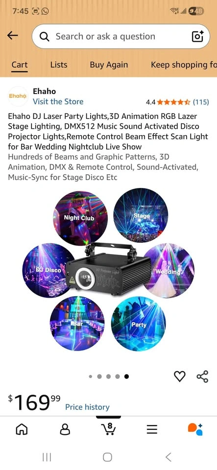 Ehaho DJ Laser Party Lights 3D RGB Stage Lighting - photo 4