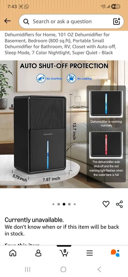 Dehumidifier for Home, Basement, Bedroom (800 sq.ft) - photo 4