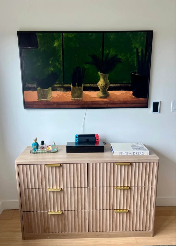 Modern Light Wood Dresser | 6 Drawers with Brass Hardware