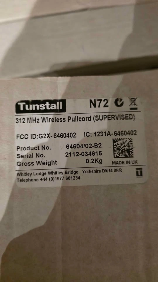Tunstall 312mhz wireless pullcord - photo 2