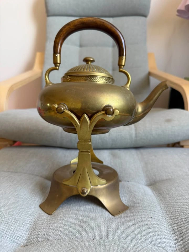 Antique Gorham & Co. Brass Tea Kettle on Warming Stand - photo 2