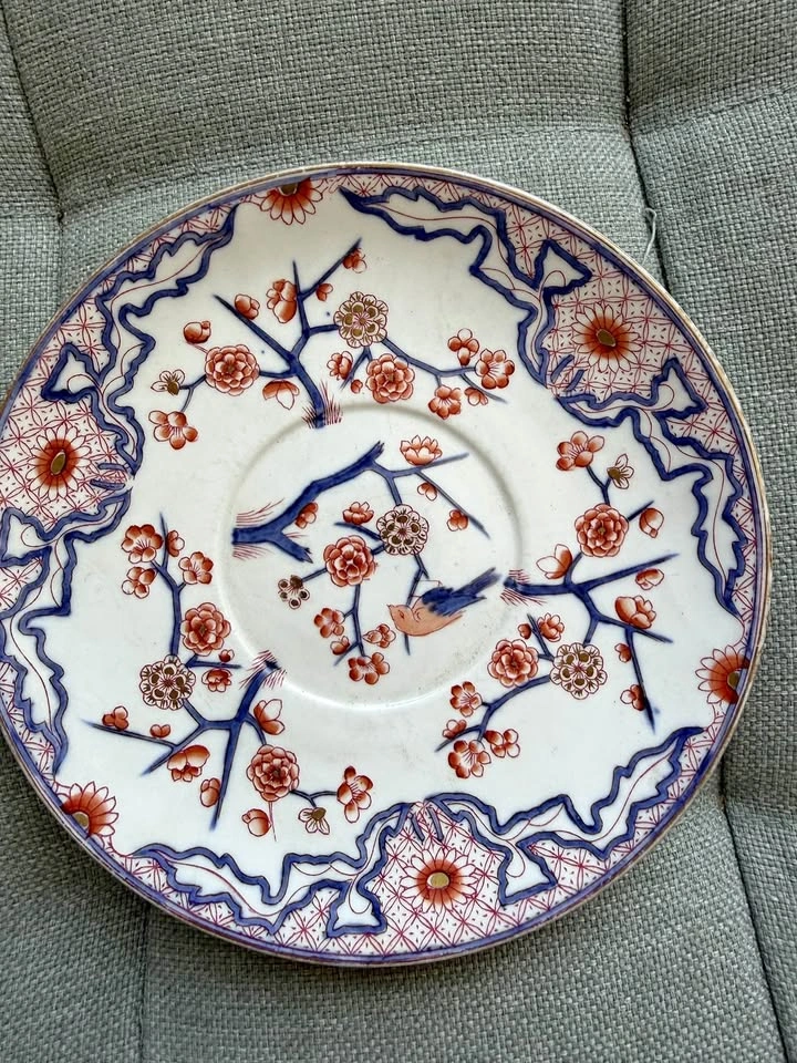 Antique 1880s French Vieillard & Cie Bordeaux Porcelain Saucer