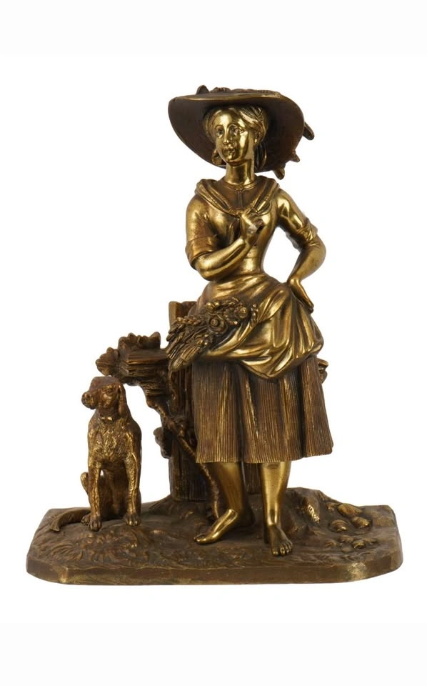 1880s Antique French Patinated Bronze Harvest Maiden Sculpture - photo 3