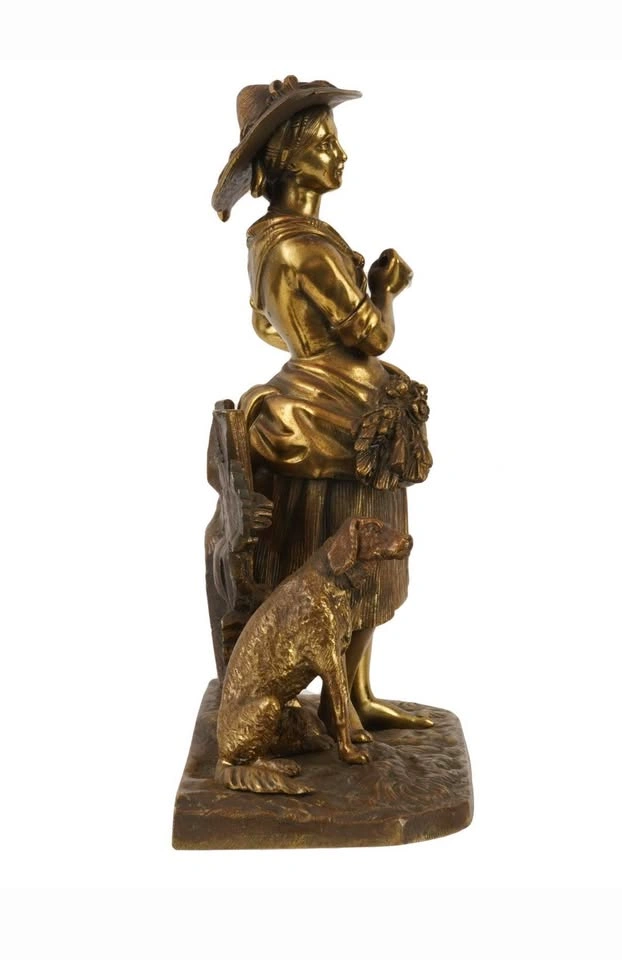 1880s Antique French Patinated Bronze Harvest Maiden Sculpture - photo 4