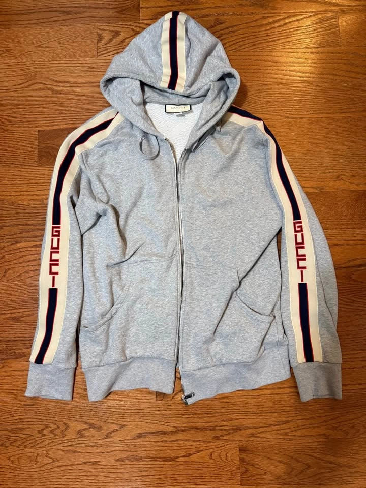 Gucci Logo Stripe Zip Up Hoodie Sweatshirt XXL