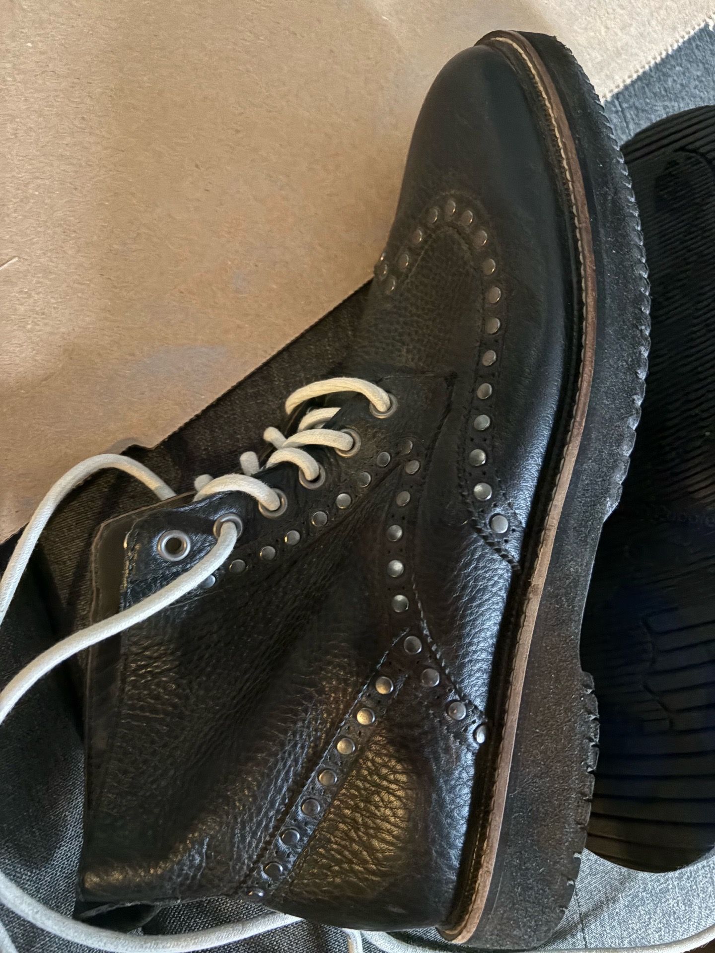 Hush Puppies Men’s Black Leather Brogue Wingtip Sz 11 - photo 3
