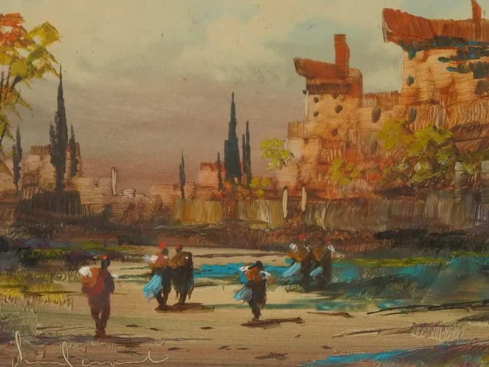 Original Lucio Cargnel Italian Landscape Painting – Gold Gilt Fr - photo 2