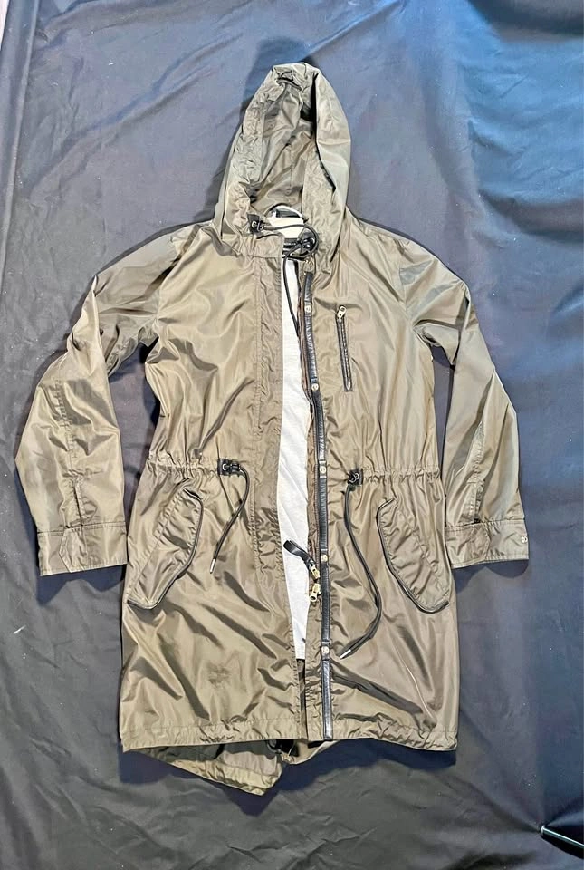 Mackage Army Green Hooded Rain Jacket- size small