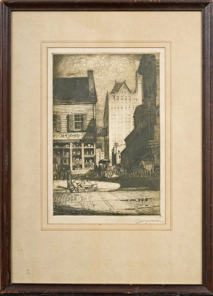 Original Signed Etching – Aksel Jørgensen (Dickens' Old Curiosit