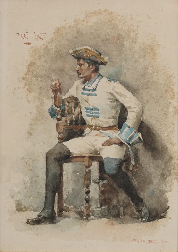 Antique Signed Italian Watercolor – Lodovico de Courten - photo 2