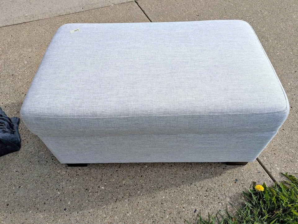 Grey Fabric Upholstered Ottoman