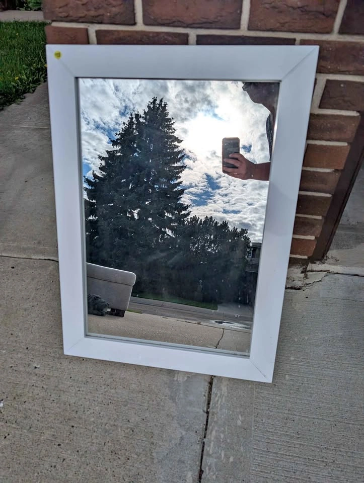 White Wood Framed Wall Mirror