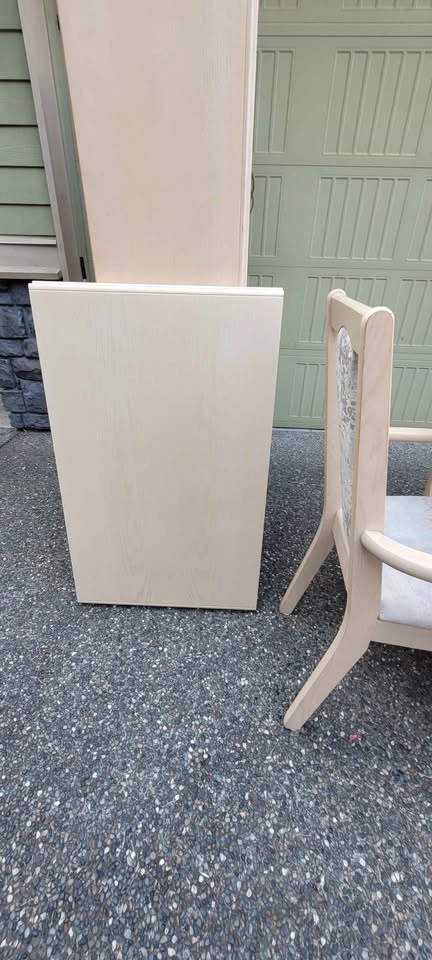 Solid oak white washed 1990's dining set with china cabinet - photo 5