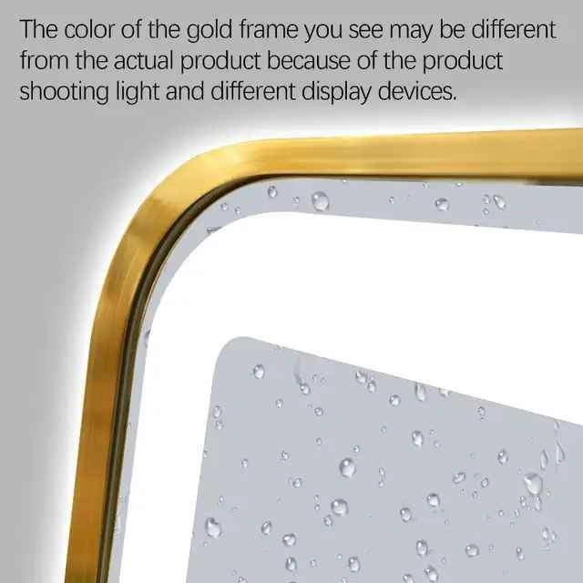 Niccy 30"x22" Gold Metal Frame LED Vanity Bathroom Mirror - photo 3