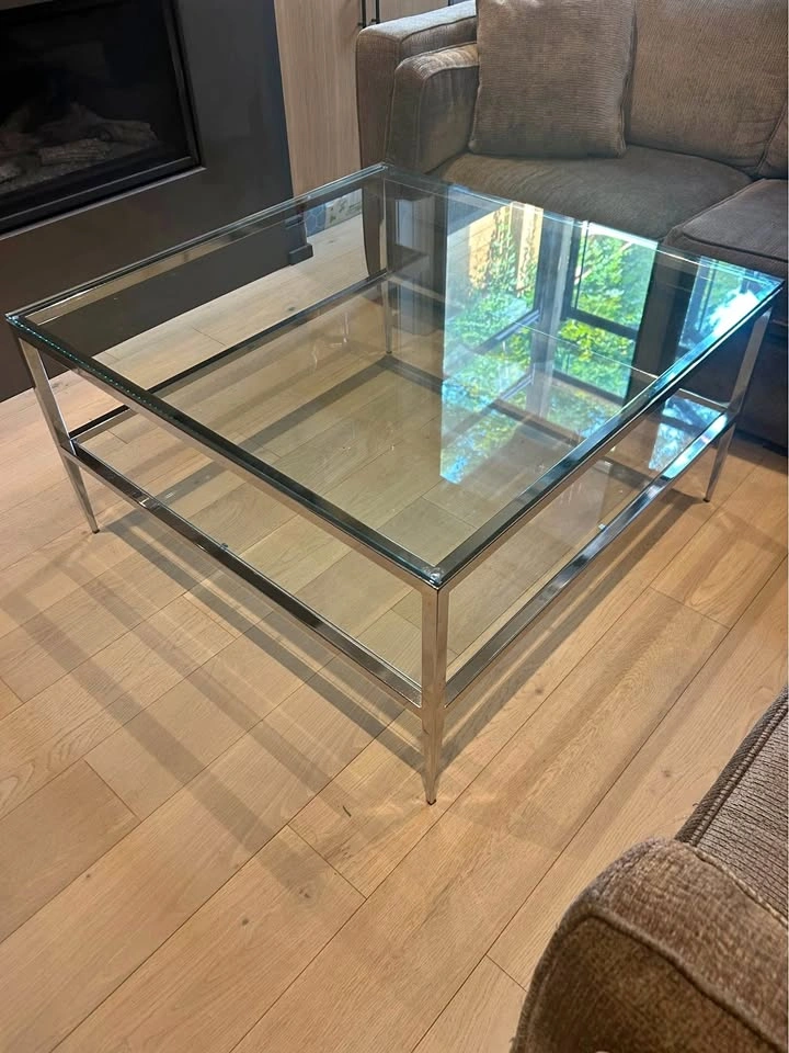 Deboer’s Glass & Chrome Coffee Table | 40" Square