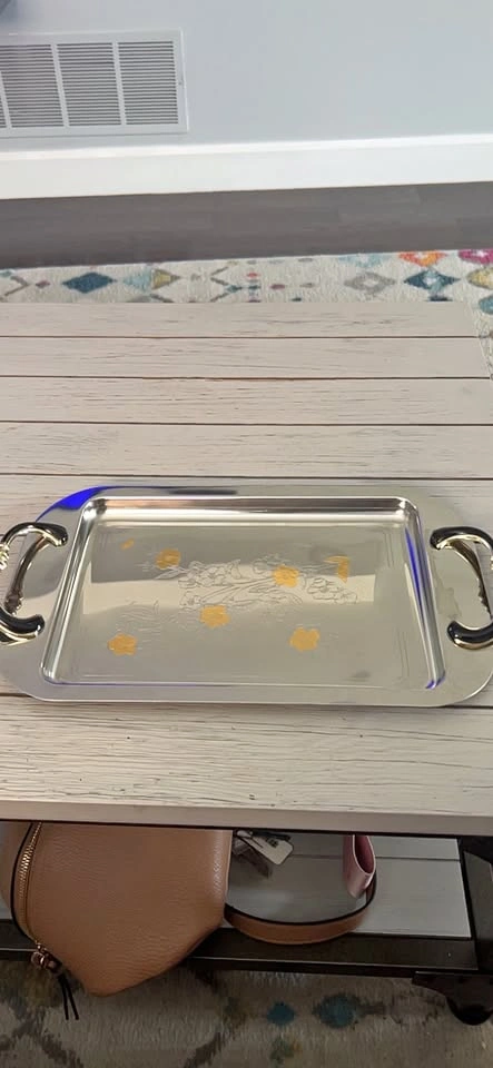 Silver Floral Design Serving Tray