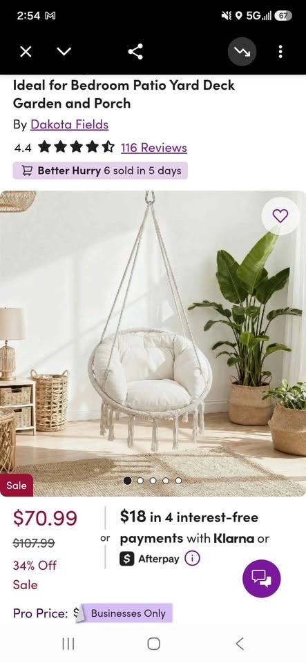 New Hanging Macrame Rope Swing Chair with Cushion - 350 lbs - photo 3