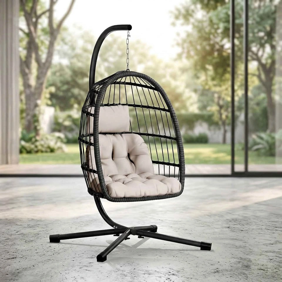 New in Box - Deluxe Egg Chair Swing with BEIGE Cushion