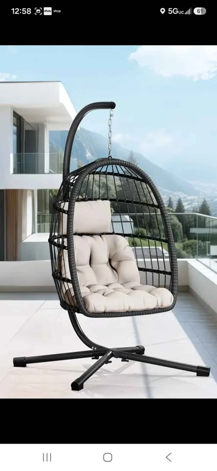 New in Box - Deluxe Egg Chair Swing with BEIGE Cushion - photo 5