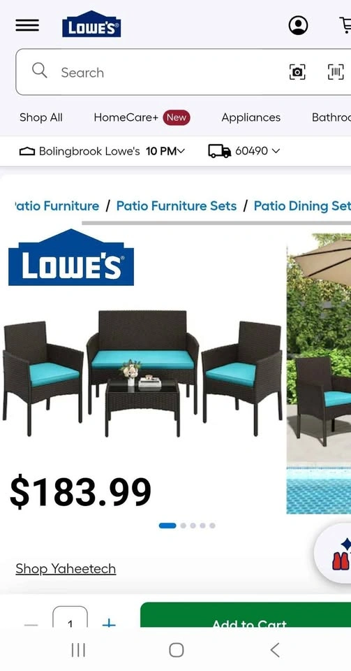 New Brown Wicker Patio Set - 4 Piece with Turquoise Cushions - photo 2