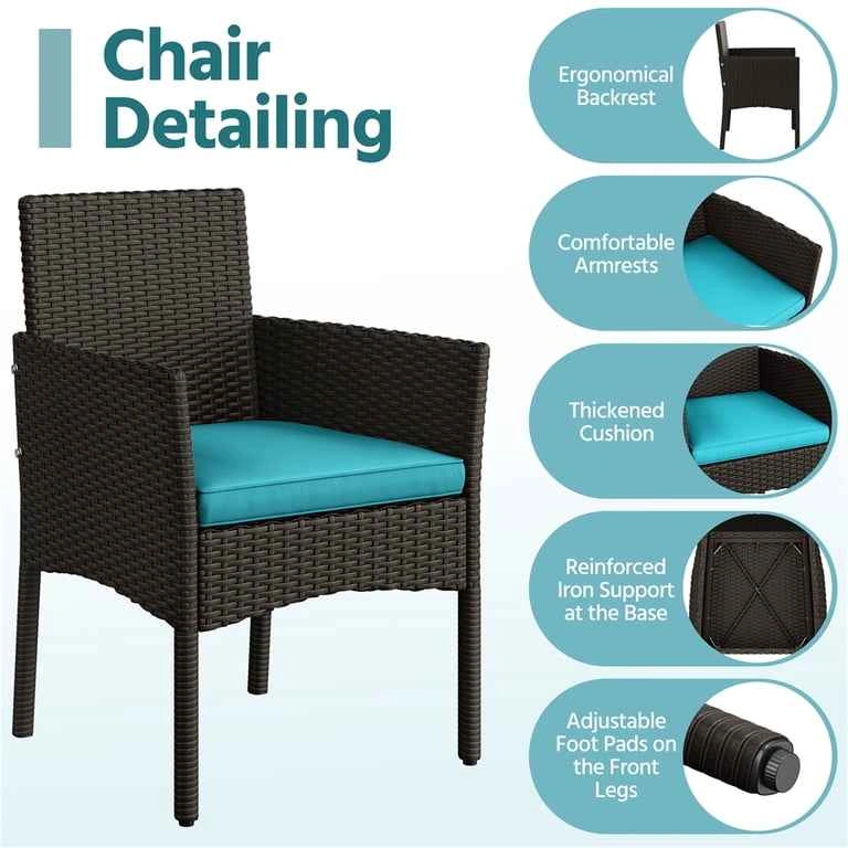 New Brown Wicker Patio Set - 4 Piece with Turquoise Cushions - photo 5