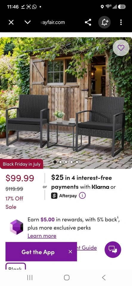 New 3-Piece Black Patio Bistro Set with Rattan Chairs & Table - photo 4