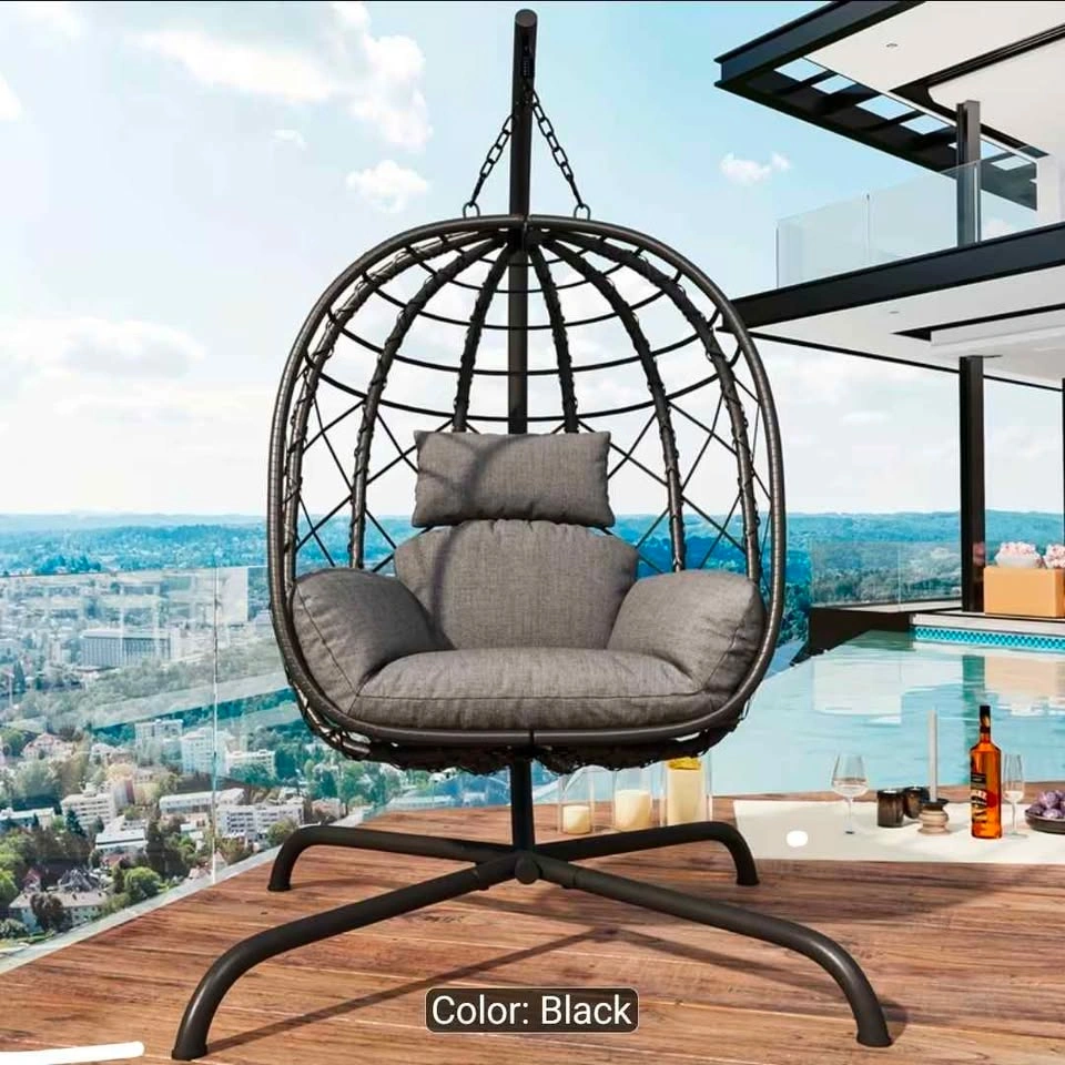 New in Box - Deluxe Charcoal Swing Egg Wicker Chair - photo 3
