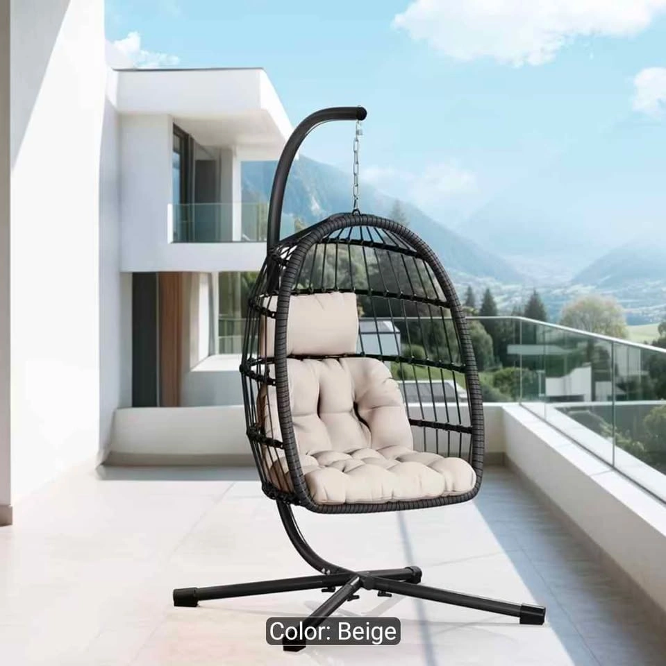 NEW in box - Deluxe Wicker Egg Chair Swing Black Frame - photo 2