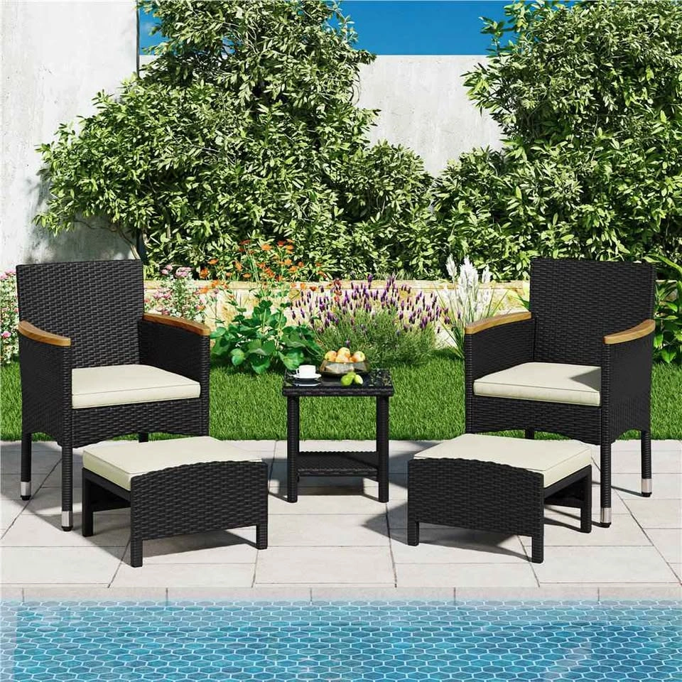 New in Box - 5 Piece Modern Black Wicker Patio Set - photo 5