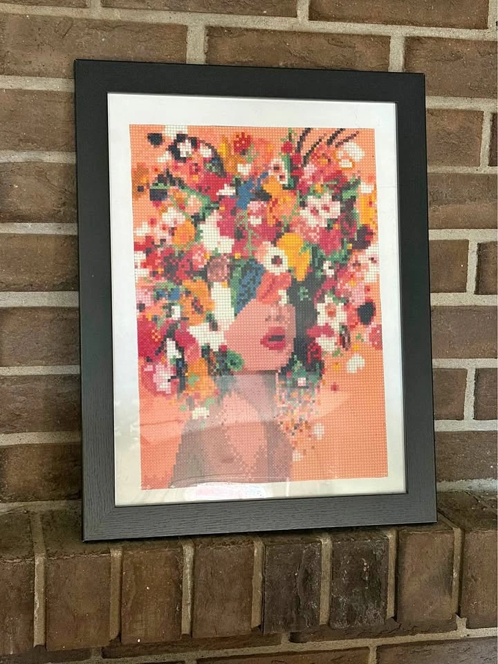 Beautiful Flower girl Diamond painting (Framed)