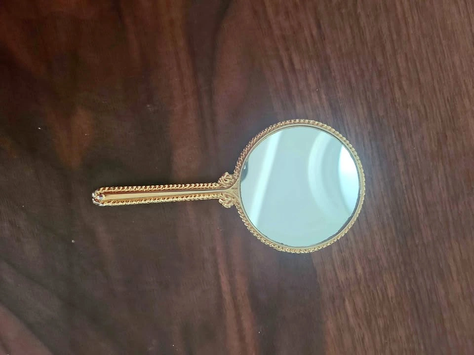 Vintage Fragonard Style Gold Tone Hand Mirror