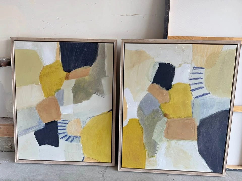 2 Painting Set - Canvas with Wooden Frame