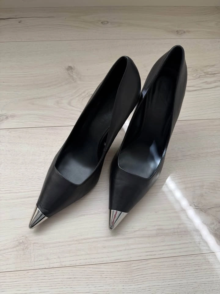 Mango Heeled Leather Shoes With Metallic Toe - photo 2