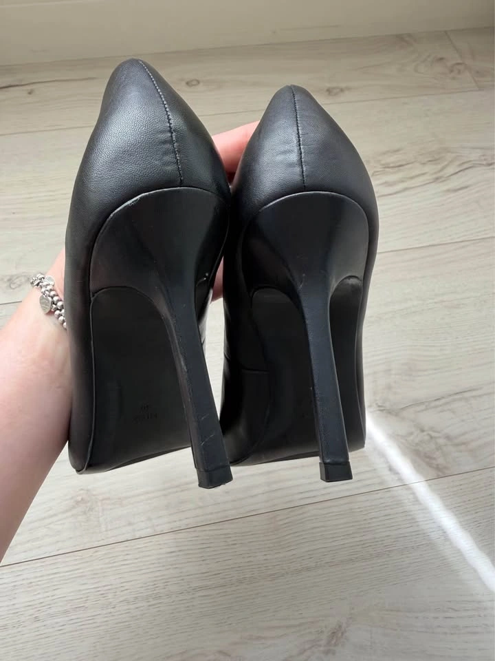 Mango Heeled Leather Shoes With Metallic Toe - photo 5