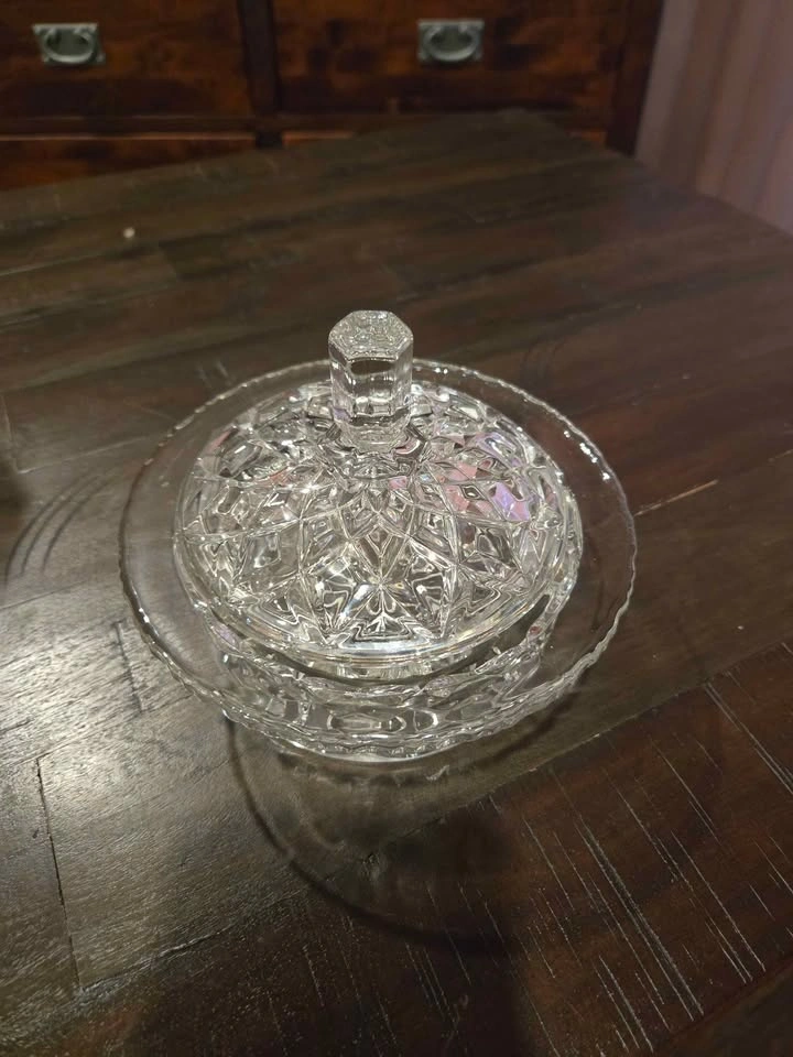 Vintage Pressed Glass Candy Dish with Lid - photo 2