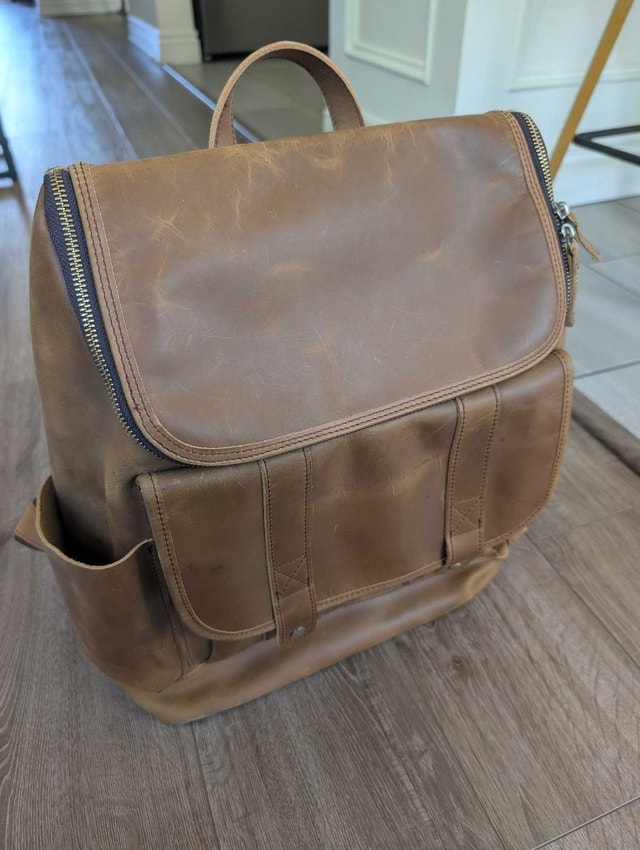 Real Leather Brown 15" Laptop Backpack