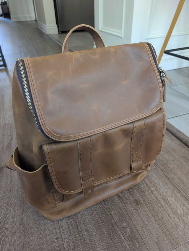 Real Leather Brown 15" Laptop Backpack - photo 2