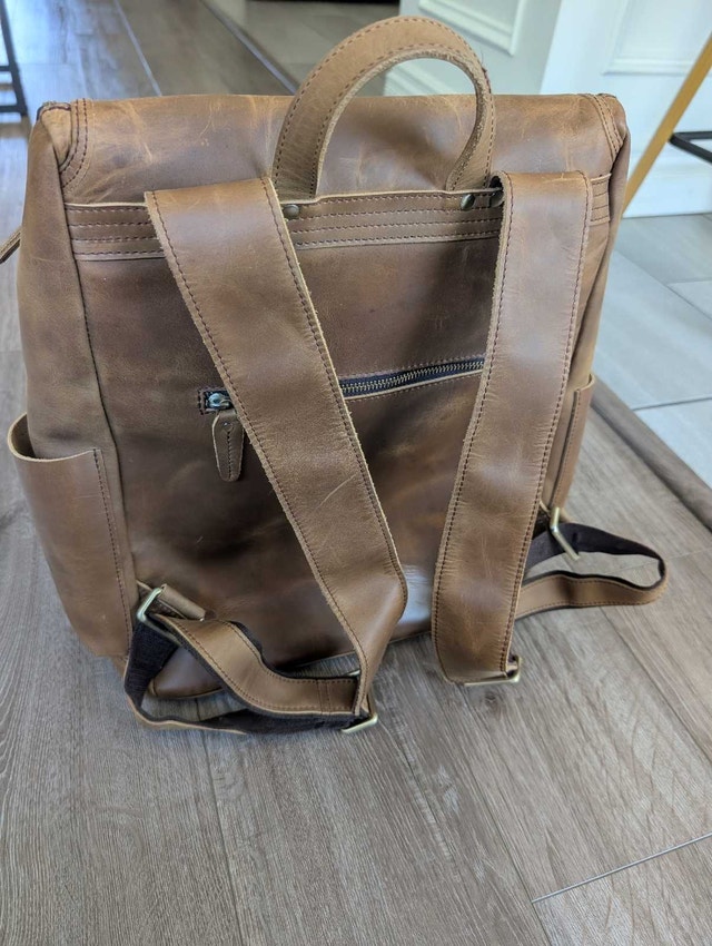 Real Leather Brown 15" Laptop Backpack - photo 3