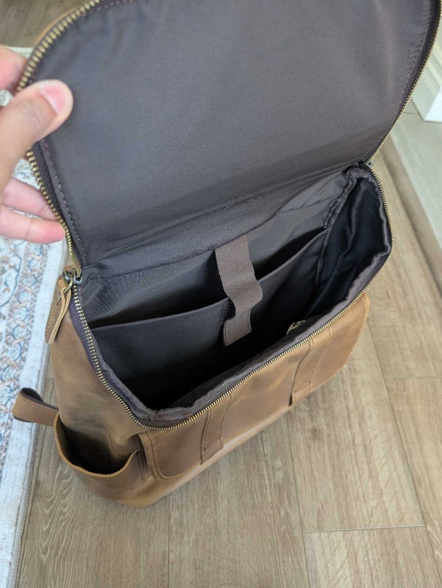 Real Leather Brown 15" Laptop Backpack - photo 4