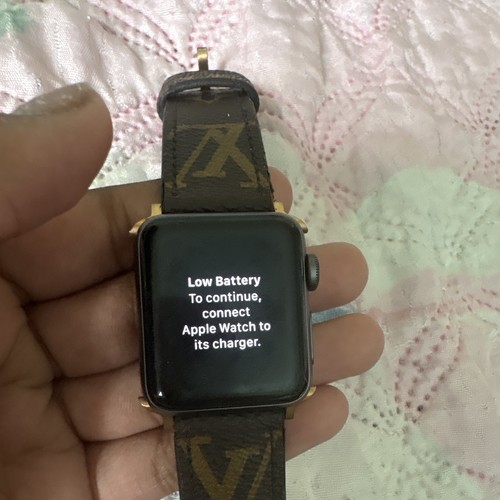Apple Watch Series 3 38mm Gray Aluminum Case Brown Leather Band - photo 2