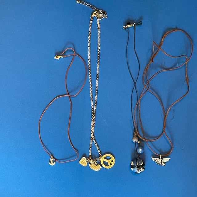 4 Cute costume necklaces- charms, anchor, eagle, string necklace