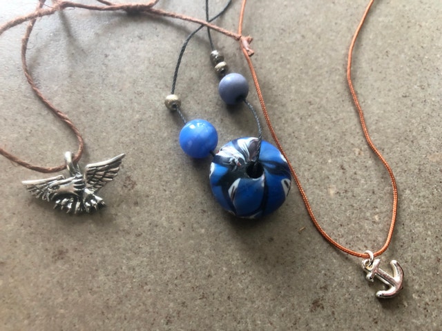 4 Cute costume necklaces- charms, anchor, eagle, string necklace - photo 5
